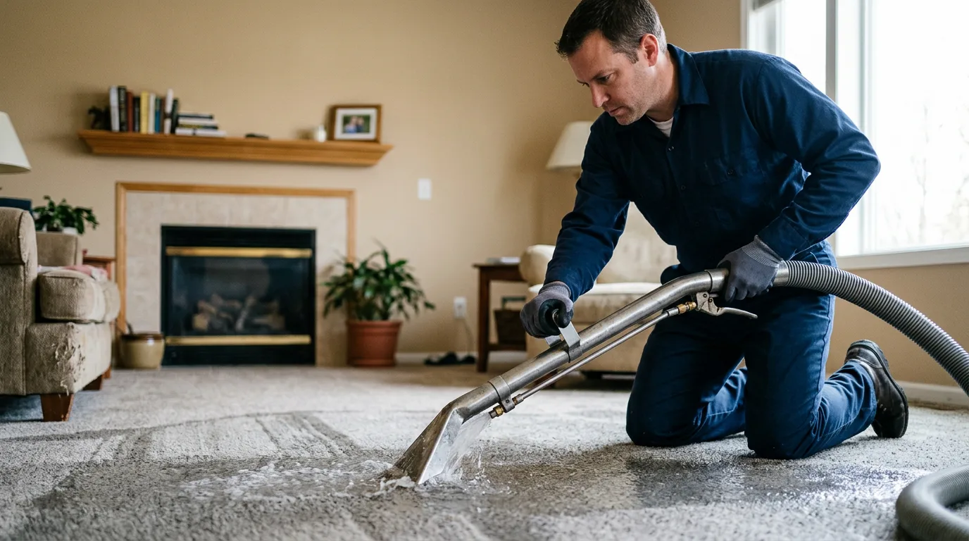 Water damage restoration technician working near Norris City, IL